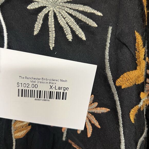 NWT!-POLAGRAM-XL-Piper & Scoot-Woman’s Dress-Floral Embroidery-Puff Sleeve Black - Picture 6 of 7